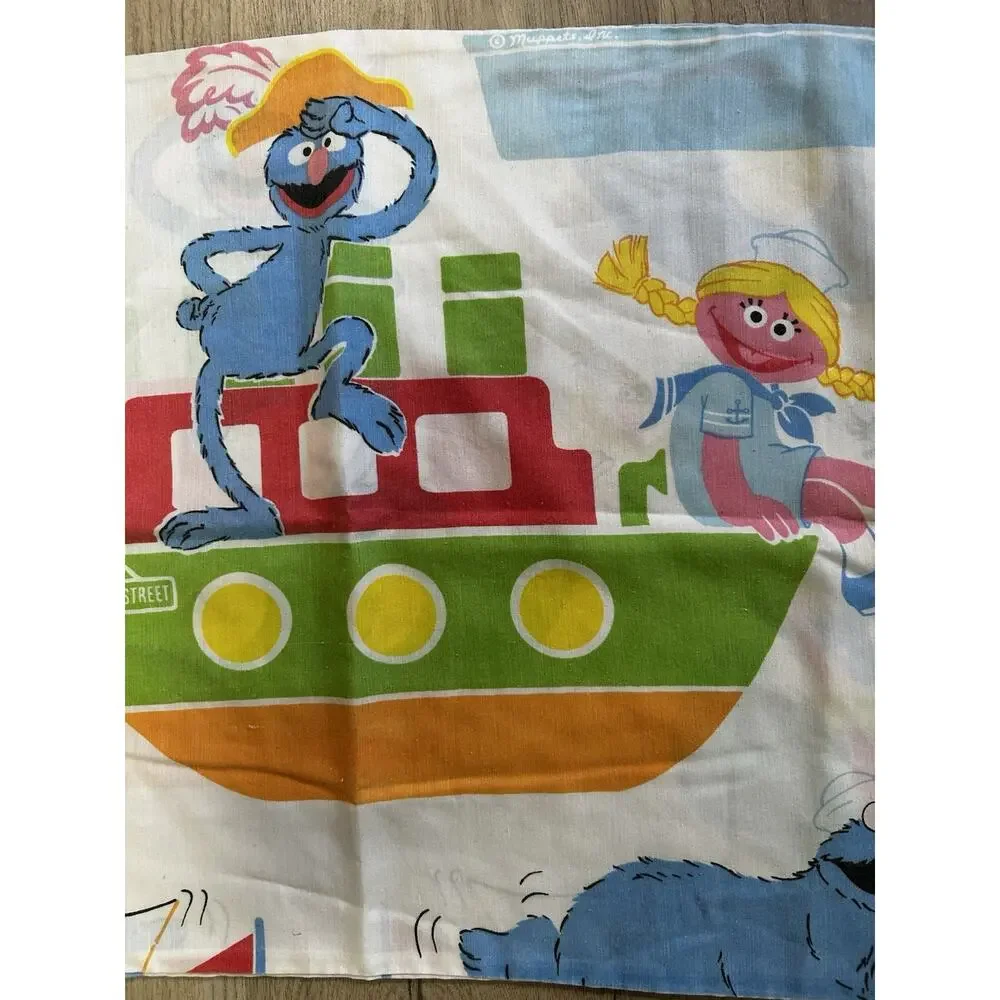 Sesame Street Kids Pillowcase Cookie Monster Ernie Bert Grover Boats 36x16